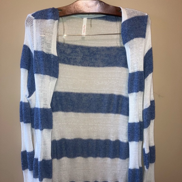 Blue and White Striped Cardigan - Picture 2 of 5